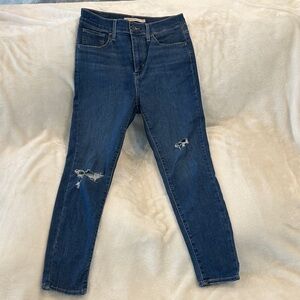 Levi's Dark Blue Distressed Skinny Jeans